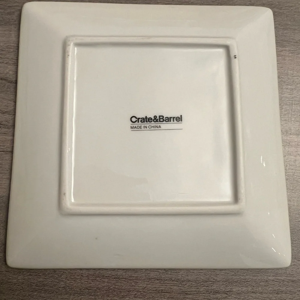 Crate&Barrel Cocktail Design Plates Set Of Two - Cream